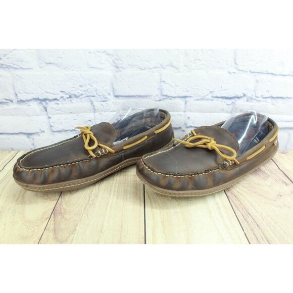 LL Bean Handsewn Slippers Flannel Lined Brown Size 12 M - Picture 2 of 9